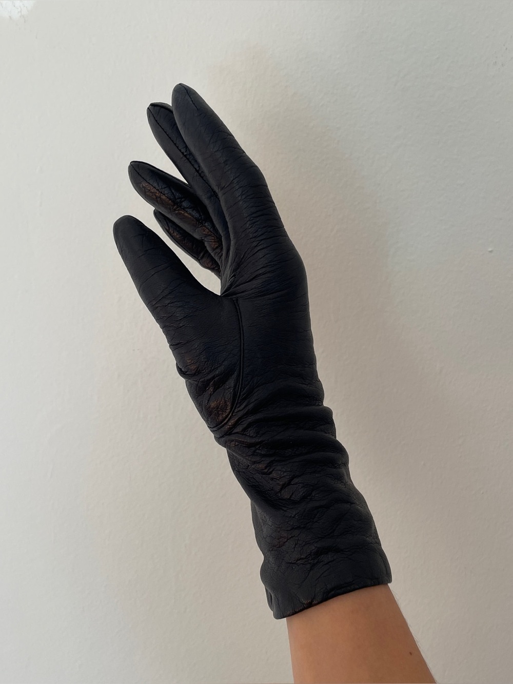 Aris Vintage leather gloves black cashmere lined genuine retro warm winter work